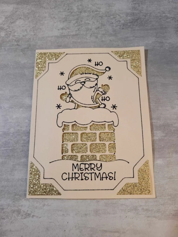 carte de noel modele pere noel cheminée rouge